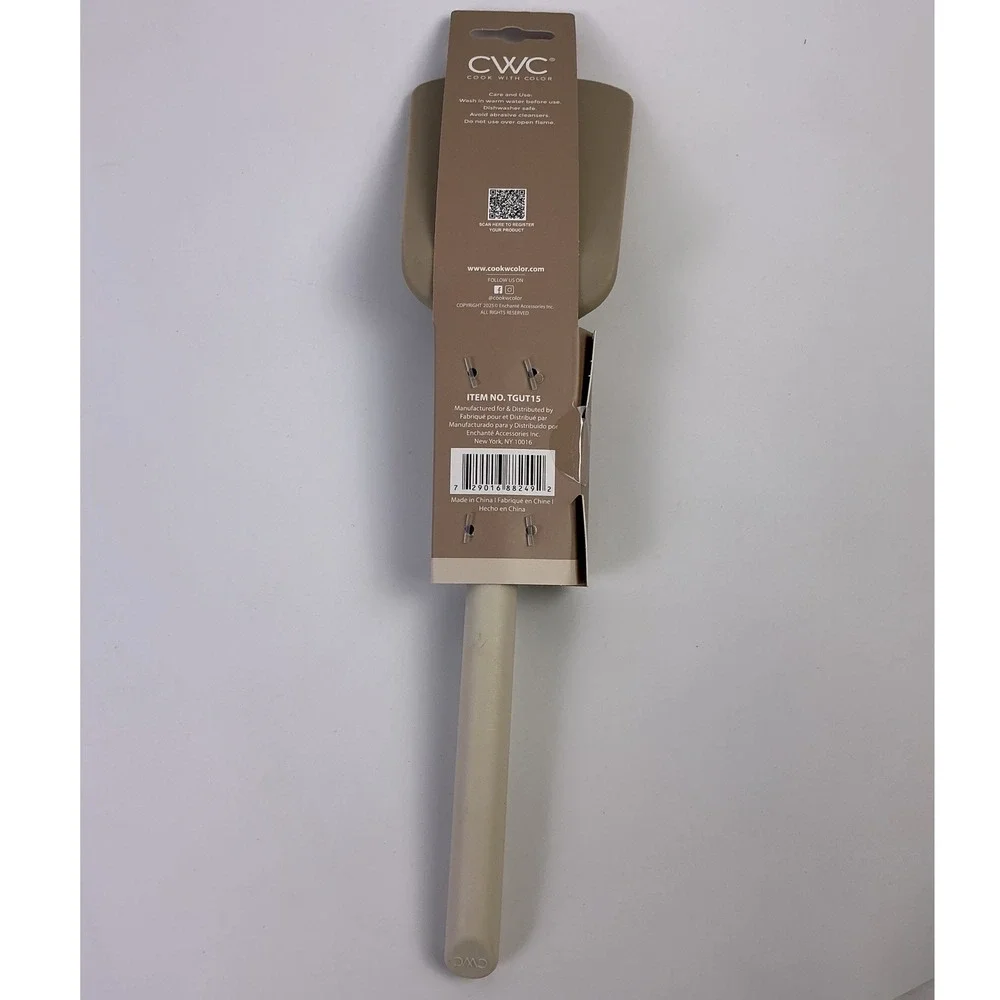 CWC Cook With Color Silicone Turner Tan Heat Resistant Kitchen Utensil New‎